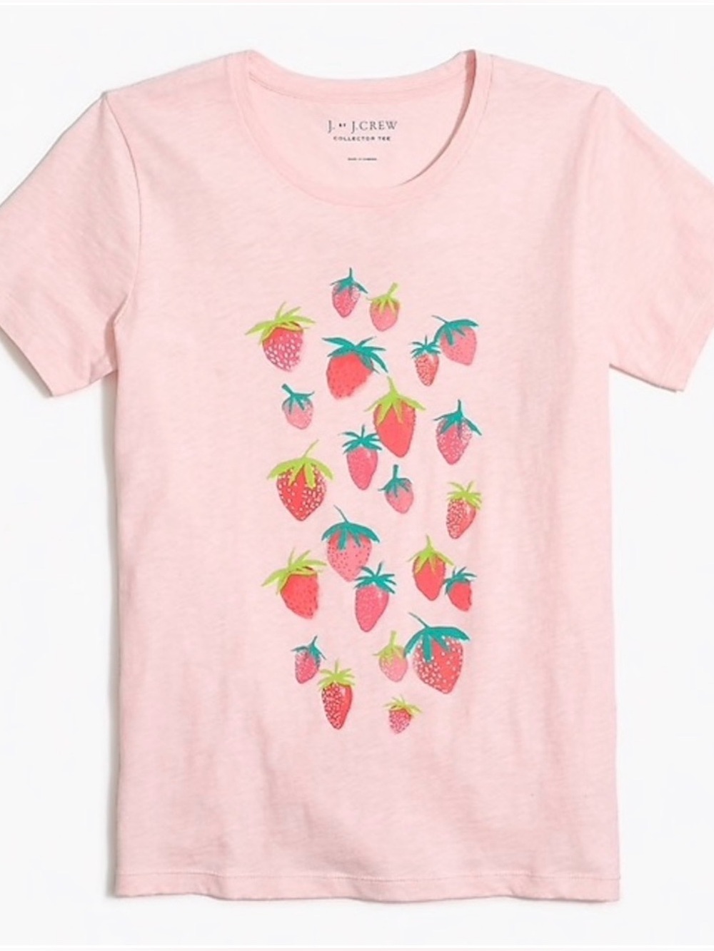 J.Crew Collector Tee Small Pink Strawberry Graphic Fruit Girly Preppy